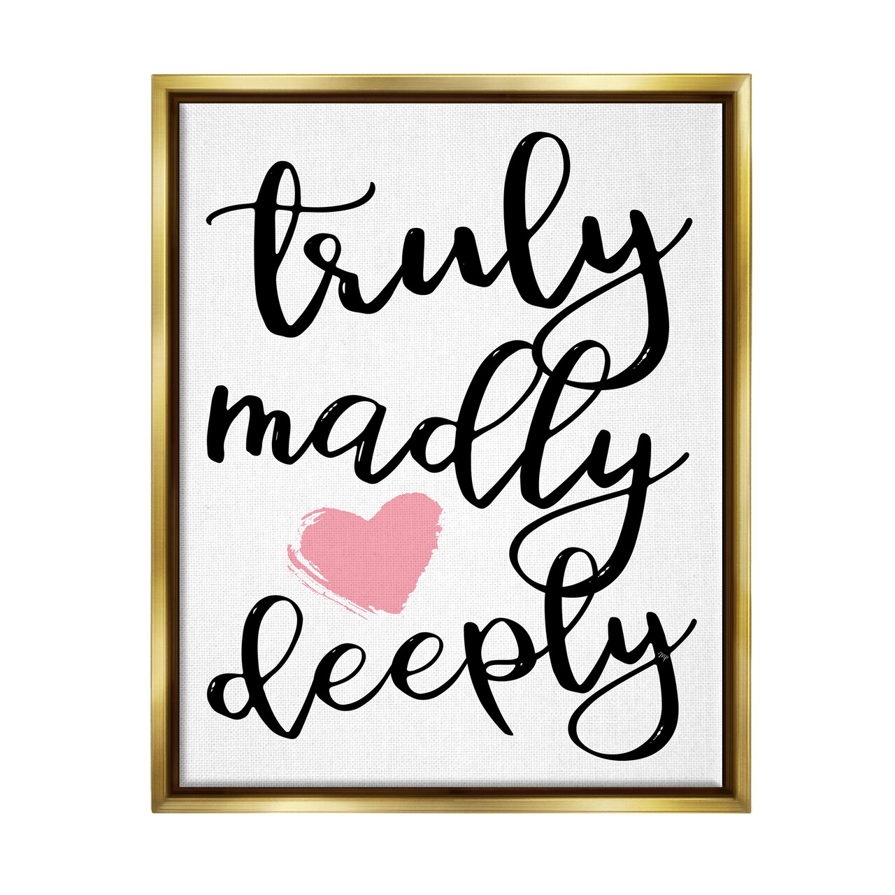 Stupell Industries Truly Madly Deeply Romantic Heart Black Framed Floater Canvas Wall Art